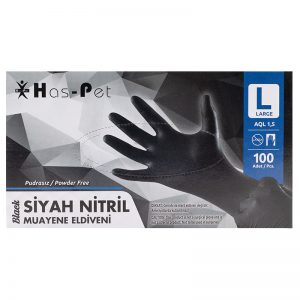 Haspet Nitril Muayene Eldiveni Siyah
