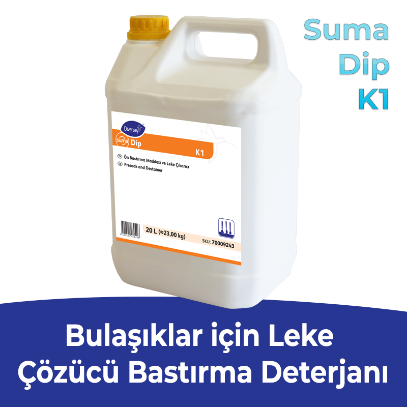 Diversey Suma Dip K1 Bulaşıklar İçin Leke Çözücü Bastırma Deterjanı 20L