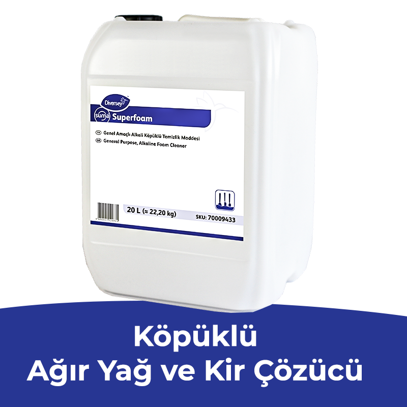 70009433 Diversey Suma Superfoam Köpüklü Ağır Yağ ve Kir Çözücü Deterjan 20L