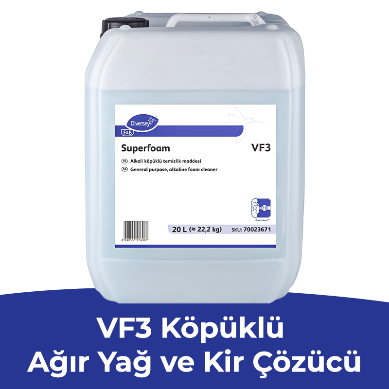 Diversey Superfoam VF3 Köpüklü Ağır Yağ ve Kir Çözücü Deterjan 20 L