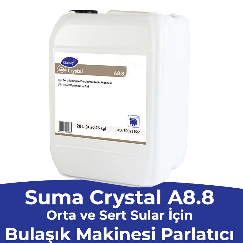 Diversey Suma Crystal A8.8 Sert Sular İçin Bulaşık Makinesi Parlatıcısı 20 L