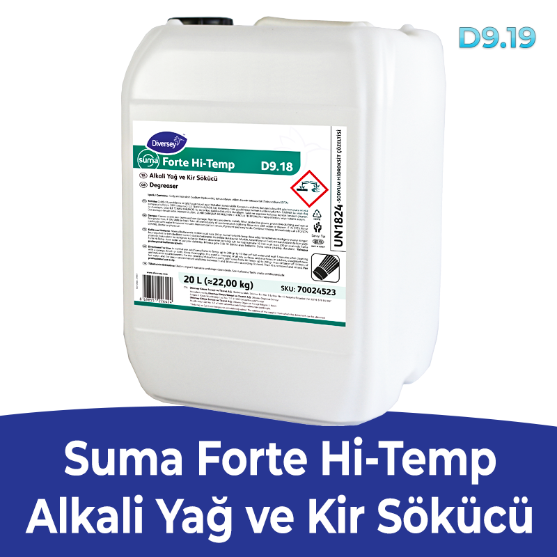 70024523 Diversey Suma Forte Hi-Temp Alkali Kir ve Yağ Çözücü 20 L