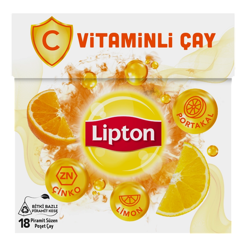Lipton C Vitaminli Bitki ve Meyve Çayı Portakal Ve Limon Aromalı 18'li Paket
