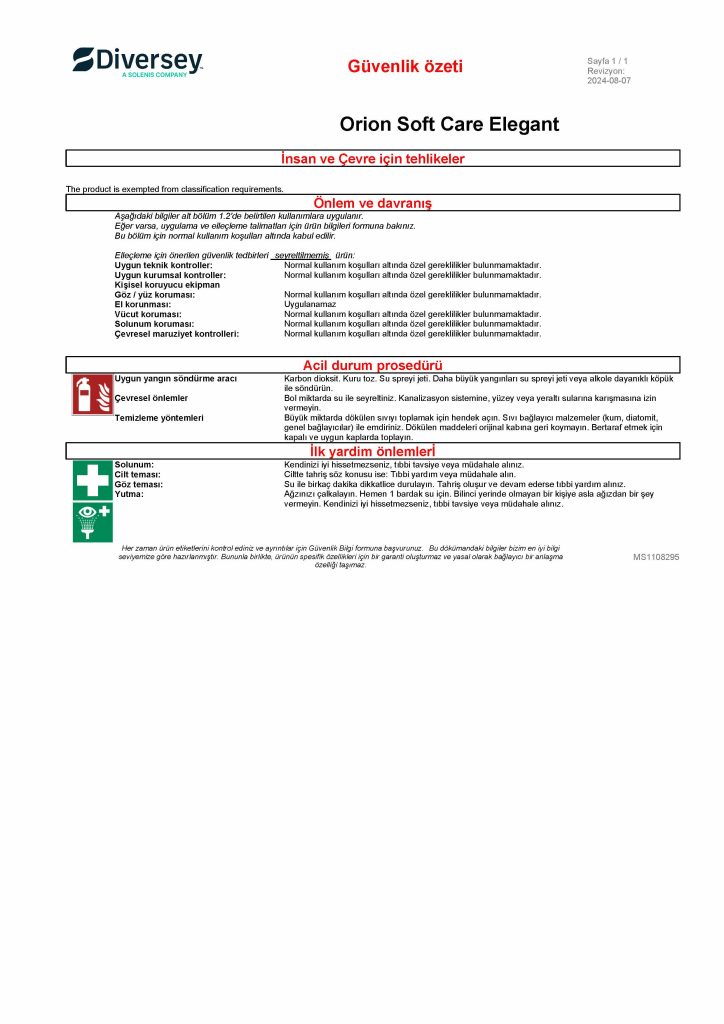 Diversey Soft Care Orion Elegant Touch El Yıkama Sabunu 5 L