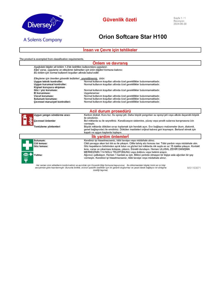 Diversey Softcare Star H100 El Yıkama Sabunu 20 L