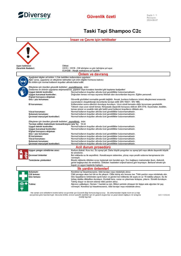 Diversey Taski Tapi Shampoo C2c Halı Yıkama Şampuanı 5 L