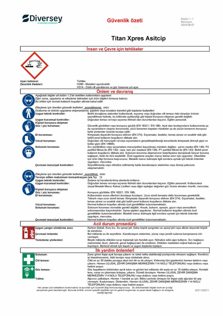 Diversey Xpres AsitCIP Kireç Çözücü 20 L