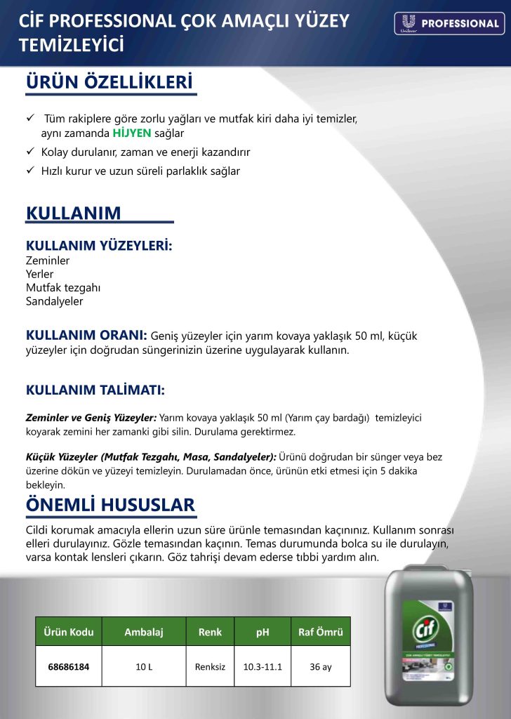 Cif Professional Çok Amaçlı Yüzey Temizleyici 10 L