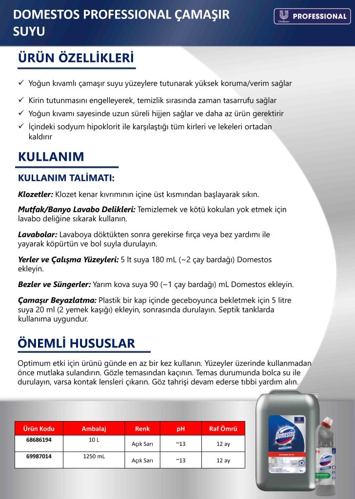 Domestos Professional Ultra Yoğun Kıvamlı Çamaşır Suyu 10 L TSE