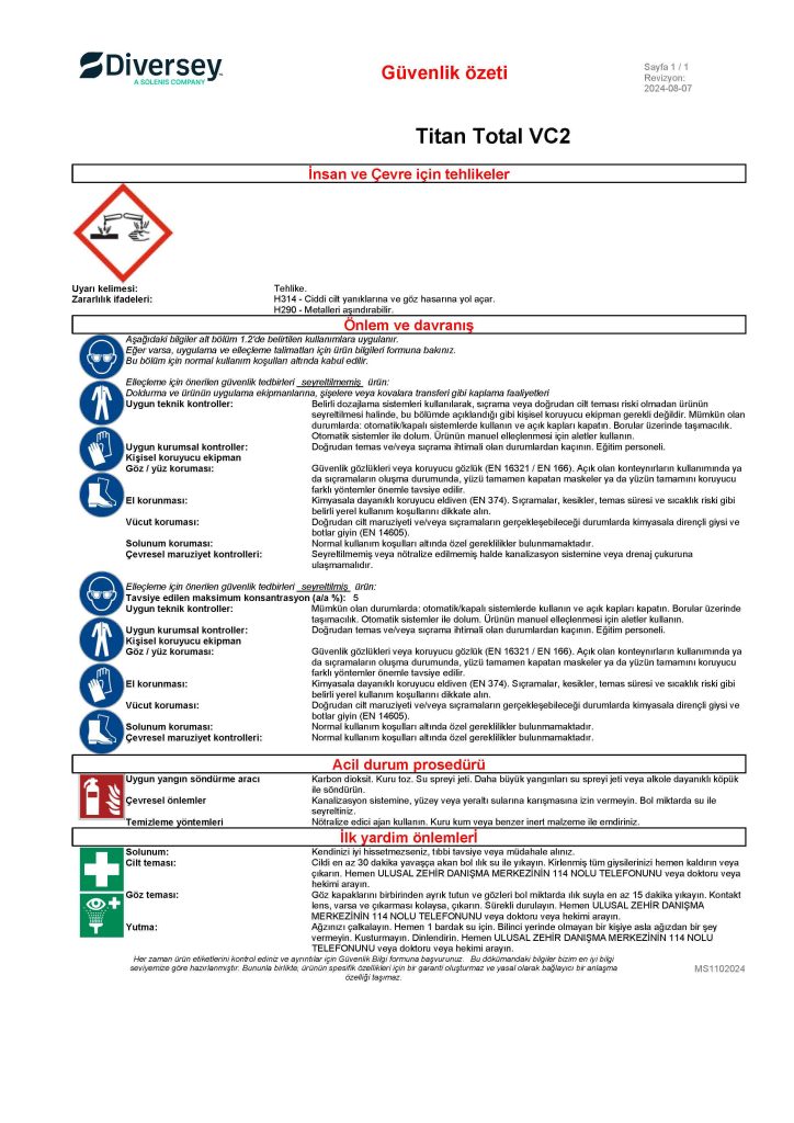 Diversey Total VC2 Alkali Deterjan 20L