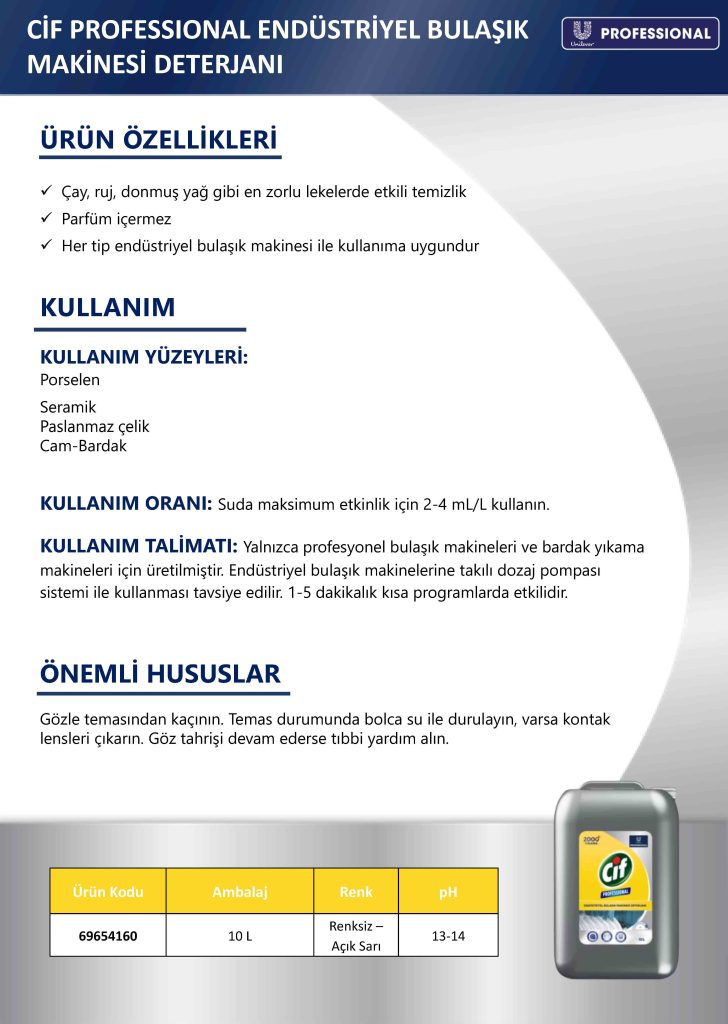 Cif Professional Endüstriyel Bulaşık Makinesi Deterjanı 10L