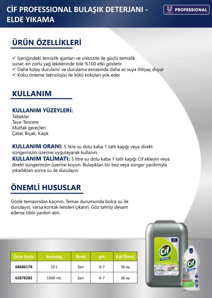 Cif Professional Bulaşık Deterjanı Elde Yıkama 10 L